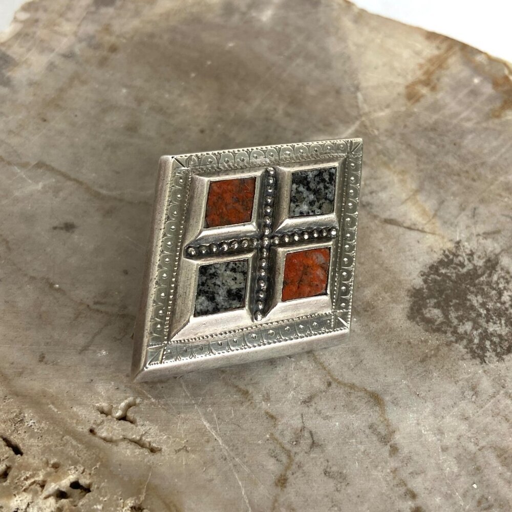 Antique Scottish Solid Sterling Silver Red Jasper… - image 4